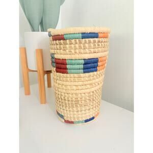 Threshold Woven Stripe Basket Straw Jute Handcrafted